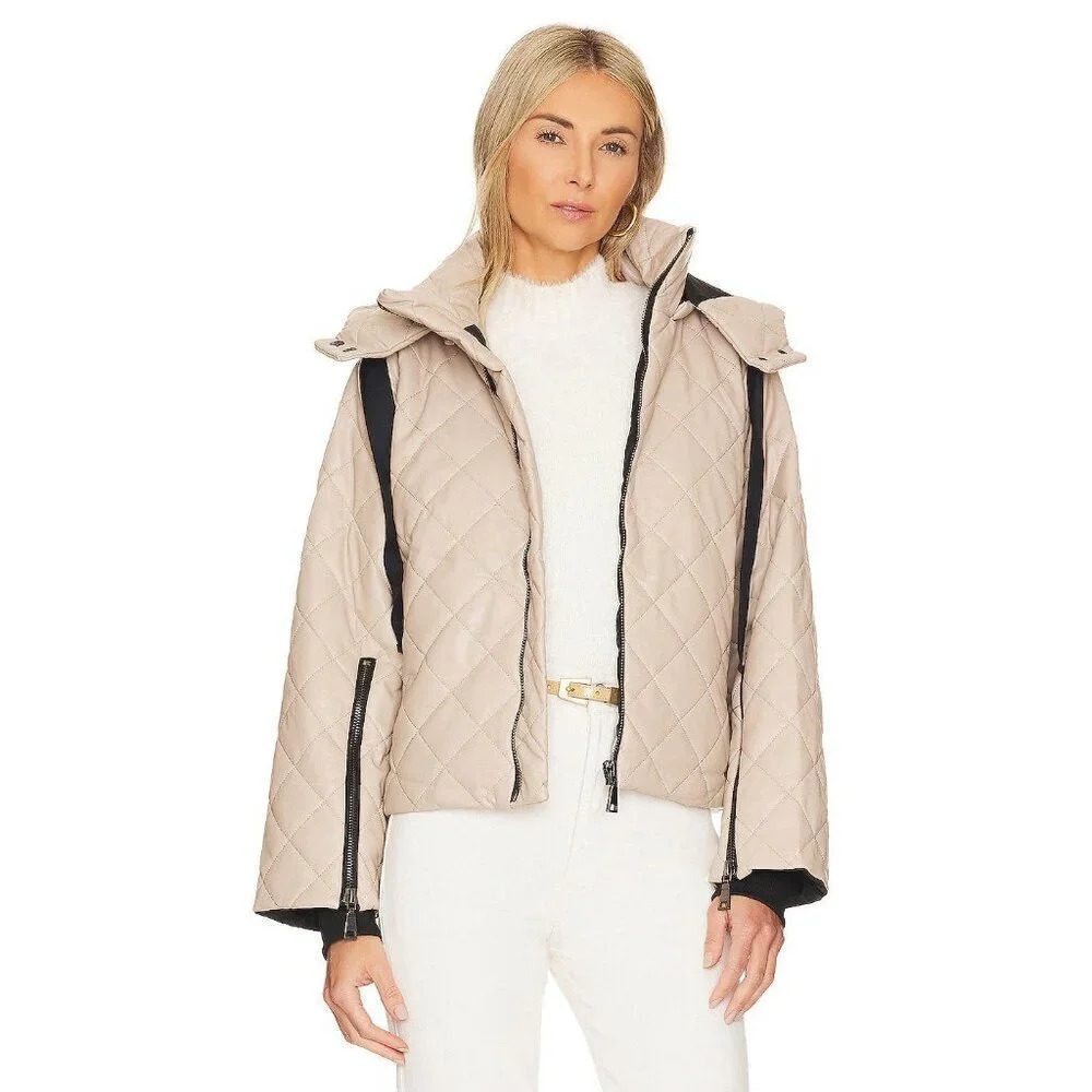 STEVE MADDEN Hayle Jacket in Beige Small Womens Vegan Coat Faux Leather